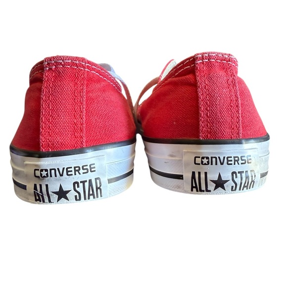 Converse Red and White Canvas Sneakers with Rubber Toe Cap - Picture 4 of 6
